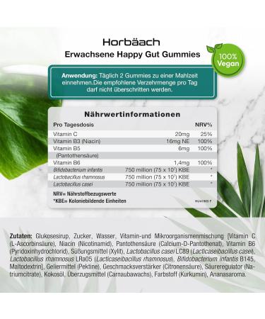 Probiotics Gummy Bears | 2 Billion CFU | Good Health Cultures with Lactobacillus Casei & Vitamins | 60 Tropical Flavors | Horbaach - Buy Online on GoSupps.com
