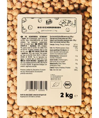 Buy KoRo Organic Chickpeas 2kg - Vegan Additive-Free Pulses in Value Pack for Healthy Cooking - Buy Online on GoSupps.com