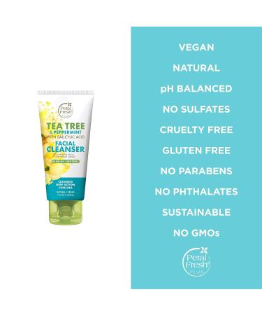 Petal Fresh Tea Tree & Peppermint Facial Cleanser - Vegan Cruelty-Free Blemish Control | Daily Clean Skincare 5 oz - Buy Online on GoSupps.com