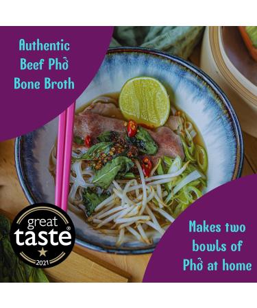 Authentic Beef Pho Bone Broth | Slow-Simmered 12-Hour Vietnamese Recipe | 100% Natural Ingredients | No MSG/Preservatives | Gluten/Nut/Sesame Free | 6 x 500ml (makes 12 bowls) | 28 Cals per Portion Beef Pho 500 ml (Pack of 6) - Buy Online on GoSupps.com