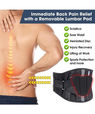 Flexible Lumbar Support Brace for Lower Back Pain Relief, Scoliosis & Lifting Black 2XL (37.5-47'') - Buy Online on GoSupps.com