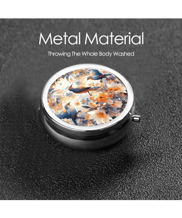 Colorful Birds Metal Pill Box - Portable 3-Compartment Design for Travel | Mini Hinged Pill Organizer - Buy Online on GoSupps.com