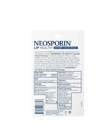 Neosporin Lip Health Overnight Renewal Therapy 0.27 oz (Pack of 3) - Unflavored - 3 Pack - Buy Online on GoSupps.com