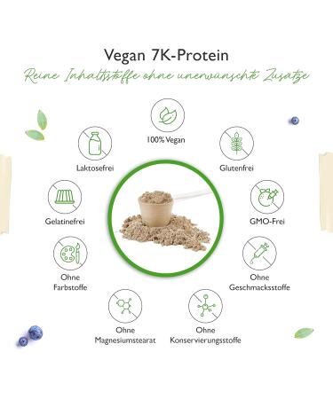 Vegan 7K Protein Powder - 1kg Salted Caramel | Pure Plant-Based Protein Blend (Rice Almond Soy Pea Hemp Cranberry Sunflower) - Ideal for Smoothies & Fitness - Buy Online on GoSupps.com