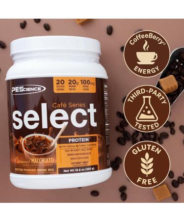 PEScience Select Cafe Protein Coffee Flavored Powder, Caramel Macchiato, 100mg Caffeine, 20g Iced Protein Coffee Powder or Creamer, 20 Servings Caramel Macchiato 1.24 Pound (Pack of 1) - Buy Online on GoSupps.com