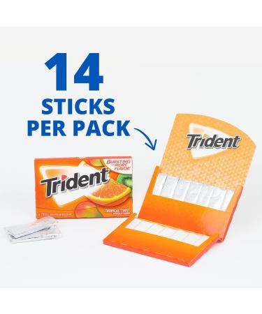 Trident Tropical Twist Sugar-Free Chewing Gum with Xylitol 39g - 14 Sticks - Buy Online on GoSupps.com