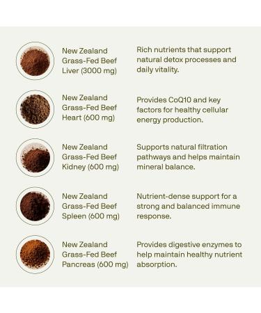 Nutriissa Full-Spectrum Beef Organ Capsules 5400 mg Grass-Fed Liver Heart Kidney Spleen & Pancreas EPEB Certified for Purity & Potency 240 Capsules - Buy Online on GoSupps.com