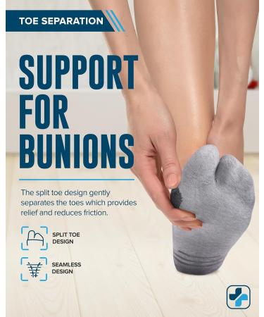Doctor's Select Bunion Relief Socks - Compression Corrector for Men & Women | 2 Pairs in Black & Gray - Buy Online on GoSupps.com