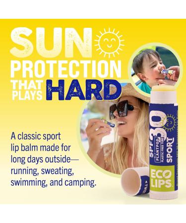 Eco Lips Classic Sport SPF 30 Broad Spectrum Sunscreen Lip Balm 6-Pack (Classic Vanilla) | Organic Moisturizing Lip Protection | Made in USA, Cruelty-Free Outdoor Lip Care - Buy Online on GoSupps.com