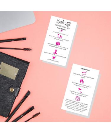 Lash Lift Aftercare Instruction Cards - 50 Pack | Starter Eyelash Lift Kit DIY Supplies | White with Pink Icons | 2x3.5 inches Business Card Size - Buy Online on GoSupps.com