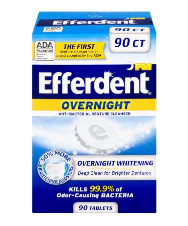 Efferdent PM Overnight Anti-Bacterial Denture Cleanser | 90 Tablets