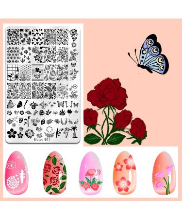 Biutee 4PCS Nail Stamping Plate Set with Stamper and Scraper - Starry Sky, Moon, Animal, Flower Patterns - Buy Online on GoSupps.com