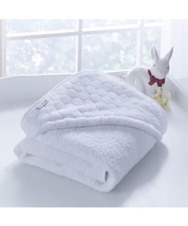 Clair de Lune Marshmallow Hooded Baby Bath Towel - 75x75 cm White - Soft Cotton/Terry - Ideal for Bath Time - Buy Online on GoSupps.com