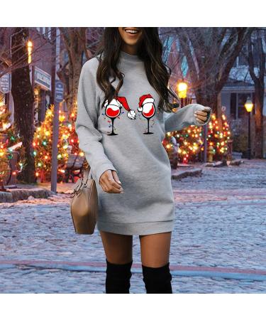 Women's Christmas Hoodie Sweatshirt - Cartoon Sexy Party Dress Tops for Autumn/Winter - XL Gray - Buy Online on GoSupps.com