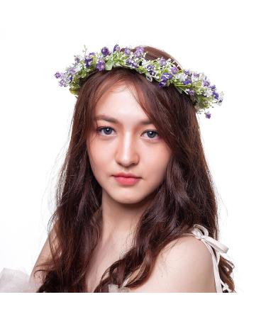 Yili Maizi Purple Flower Crown Bridal Eucalyptus Halo Headband for Women & Girls - Perfect for Wedding & Photoshoots - Buy Online on GoSupps.com