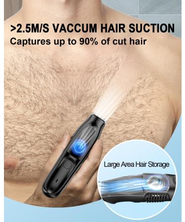 ASAHINA Body Hair Trimmer for Men Electric Vacuum Hair Suction Trimmer Waterproof Hair Clippers Wet/Dry Use Rechargeable Pubic Hair Ball Groomer Groin Hair Hygiene Razor Chest Hair Trimmer Dark Black - Buy Online on GoSupps.com