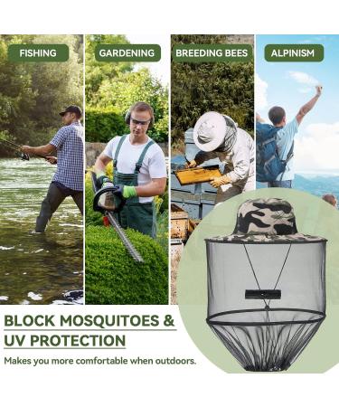 Mosquito Hat with Removable Netting | Camo Gray Midge Head Net for Outdoor Activities - Buy Online on GoSupps.com