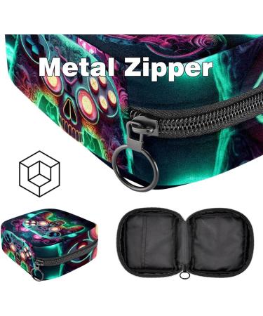 MUOOUM Menstrual Pad Bag - Zippered Storage for Tampons & Feminine Products | Skull Game Controller Design | 4.7x6.6x6.6 in | Perfect for Women & Girls - Buy Online on GoSupps.com