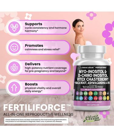 Clean Nutraceuticals Myo-Inositol & D-Chiro Inositol 2050mg Fertility Supplement 40:1 Ratio - Prenatal Vitamins for Women with Ashwagandha Maca Root Vitex Chasteberry Iron DHA Folic Acid DIM Zinc (1) - Buy Online on GoSupps.com
