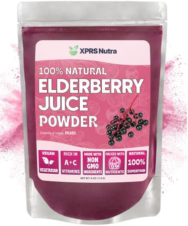 XPRS Nutra Elderberry Juice Powder - Elderberry Powder Organic Fruit Juice Mix - Powdered Elderberries Supplement Rich in Vitamins A and C (8 oz) Elderberry Juice 8 Ounce (Pack of 1) - Buy Online on GoSupps.com