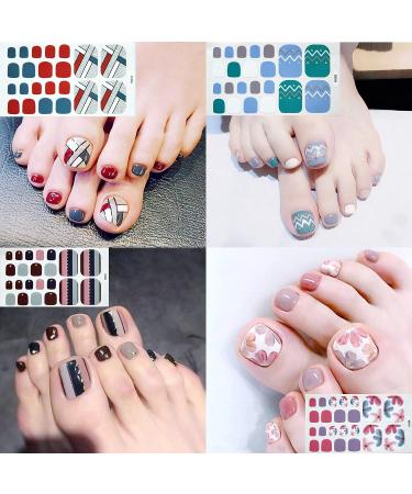 DANNEASY 20 Toe Nail Stickers Full Nail Wraps - Self Adhesive Toenail Polish Strips with File and Cuticle Stick Kit - Buy Online on GoSupps.com