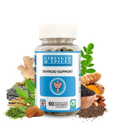 Strength & Spices Natural Thyroxine Thyroid Support Supplement for Better Mood and Energy Hormone Balance for Women and Men Rich in Maca Root Kelp Ashwagandha and Brazil Nuts 1000mg 60 Capsules Jar