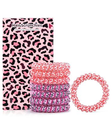 8 Pcs Spiral Hair Ties Hair Bands Coil Hair Accessories for Active Women-Hair Scrunchies Strong Grip (Pink-Purple)