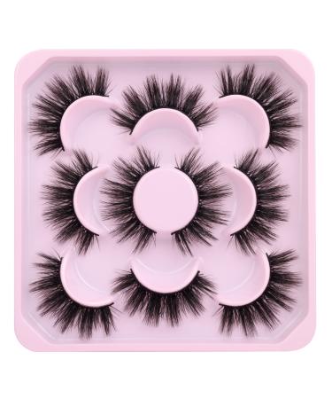 wiwoseo False Eyelashes Asian Makeup Manga Lashes Natural Wispy Fluffy Faux Mink Lashes Natural Volume Cosplay Lashes Korean Lashes 17MM Fake Eyelashes 5 Pairs Pack A-17MM