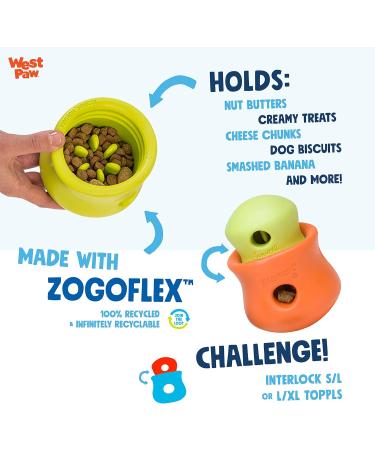 West Paw Zogoflex Toppl Dog Toy Puzzle - Interactive K9 Toy for Moderate Chewers - XL Tangerine - Holds Treats & Dry Food - Buy Online on GoSupps.com