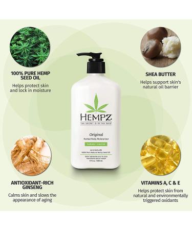 Hempz Original Natural Hemp Seed Oil Body Moisturizer 3 Pack Bundle - Shea Butter, Ginseng, Vegan, Floral & Banana Scent - 17 Fl Oz - Buy Online on GoSupps.com