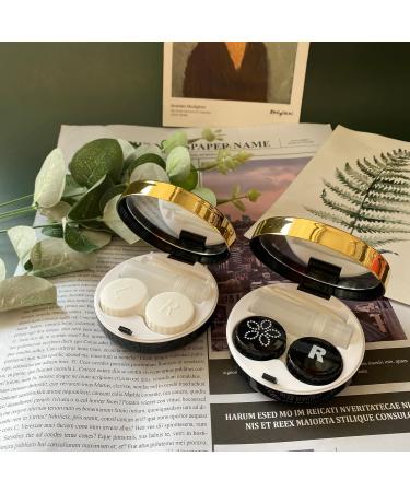 Contact Lens Container Set with Mirror - Travel Solution with Remover Tool & Tweezers - 2 Pieces Black | International Shipping Available - Buy Online on GoSupps.com