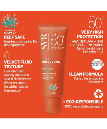 SVR - Sun Secure Fluide SPF50+ - Fluide solaire invisible toucher sec Tr s haute protection UVA UVB infrarouge & lumi re visible Peaux sensibles Niacinamide Vitamine E 50 ml - Buy Online on GoSupps.com