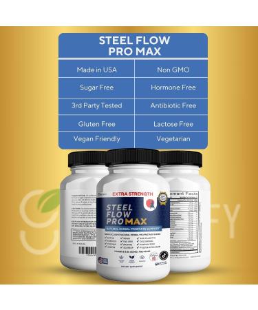 Steel Flow Pro Max Natural Prostate Support Supplement 60 Capsules Extra Strength with Saw Palmetto Vitamins and Herbal Blend (5) - Buy Online on GoSupps.com