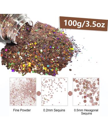 HOLOGY Chunky Glitter 100g - Coffee Color Sequins for Resin Face Nail Body Slime & Art Projects | Perfect for Festivals & Parties - Buy Online on GoSupps.com