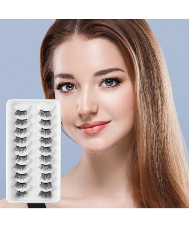 Buy 15mm 10 Pairs PAGOW Half Lashes - 3D Fluffy Wispy False Eyelashes with Clear Band Natural Look Handmade & Reusable - Buy Online on GoSupps.com