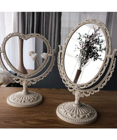 Beaupretty Vintage Oval Desktop Makeup Mirror with Stand - Swivel Double Sided Vanity Cosmetic Mirror - Buy Online on GoSupps.com