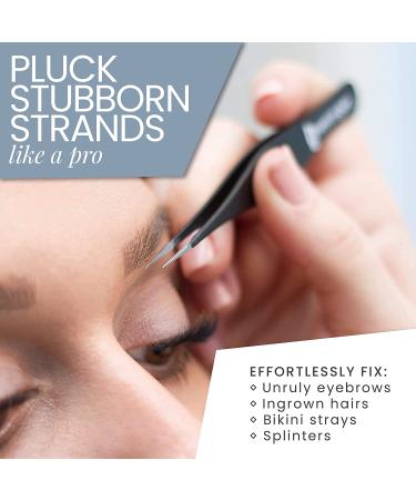 Tweezer Guru Pointed Tweezers - Precision Needle Nose for Eyebrows, Ingrown Hair, Blackheads & Splinters - Black - Buy Online on GoSupps.com