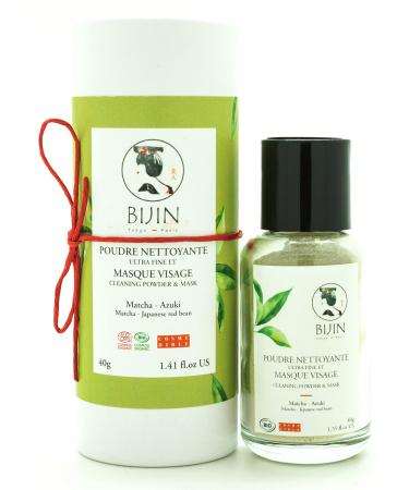 BIJIN ToKyo - Paris 2 in 1 Powder Daily Exfoliating Cleanser and Mask Organic Matcha Green Tea Face Mask Men Women Cosmetic Natural Solid Soft Anti Aging and Moisturizing All Skin Type
