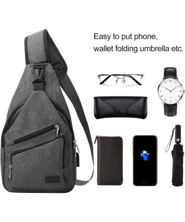 AMJ Sling Bag with USB Cable | Shoulder Backpack for Hiking, Camping | Medium Space Grey Crossbody Daypack - Buy Online on GoSupps.com