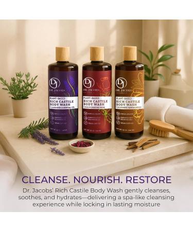 Dr. Jacobs Naturals Castile Lavender All-Natural Body Wash for Moisturizing Dry and Sensitive Skin with Plant-Based Ingredients with Pump - 32 Ounce - Buy Online on GoSupps.com