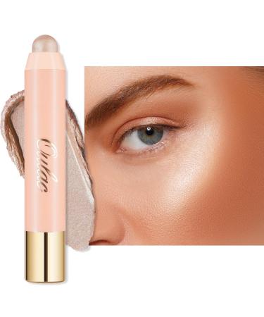 Oulac Face Highlighter Stick Multi-use Cream Highlighter Makeup Stick No Caking or Dragging Metallic Finish Vegan & Cruelty-Free H1 Cream