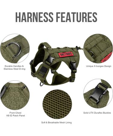 OneTigris Tactical Dog Vest | Service Dog Harness & MOLLE Training Harness - 1000D Nylon (Medium Ranger Green) - Buy Online on GoSupps.com