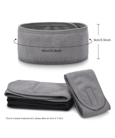 Melliex 4-Piece Adjustable Spa Headbands - Terry Hair Bands for Makeup Yoga & Sports (Black & Gray) - Ultimate Hair Protection with Velcro Fastener - Buy Online on GoSupps.com
