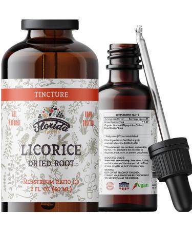 Licorice Tincture Organic Licorice Extract (Glycyrrhiza Glabra) Dried Root Herbal Supplement Non-GMO in Cold-Pressed Organic Vegetable Glycerin 2 oz 670 mg 2 Fl Oz (Pack of 1)