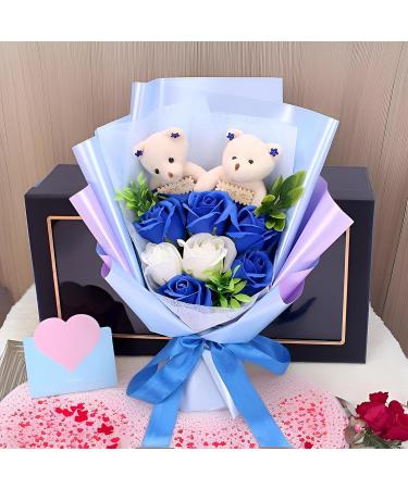 Premium Blue Soap Flower Bouquets | Scented Floral Arrangements for Valentine's Day Gifts | Ideal for Pets Students & Friends - Buy Online on GoSupps.com