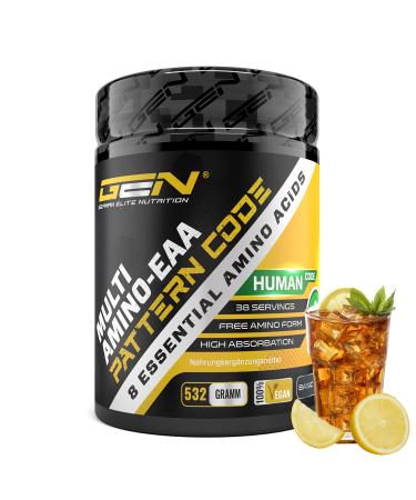 EAA powder - 532 g - Ice Tea Lemon - Human Code Formula - All 8 essential amino acids - Amino workout drink - Delicious taste - vegan ice tea lemon 532 g (1 Pack)