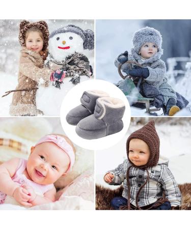 Spring Baby Winter Fleece Bootie | Non-Slip Soft Sole Shoes for Boys & Girls 12-18 Months | Adjustable Prewalker Boots in Grey - Buy Online on GoSupps.com