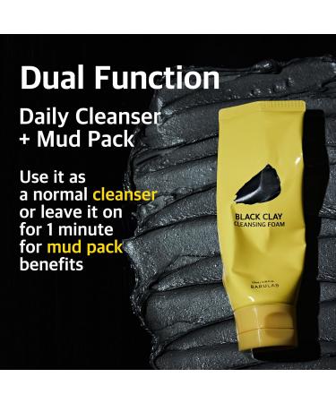 Black Charcoal Clay Cleansing Foam | Daily Foaming Cleanser for All Skin Types | Pore Detox Moisturizing & Nourishing | Korean Skincare - Buy Online on GoSupps.com
