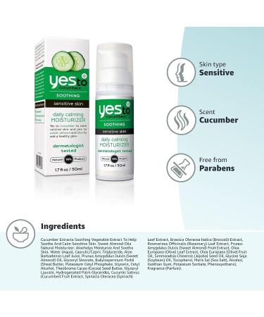 Yes To Daily Calming Moisturizer, Cucumber - 1.7 fl oz (Pack of 1) | For Sensitive Skin - Buy Online on GoSupps.com