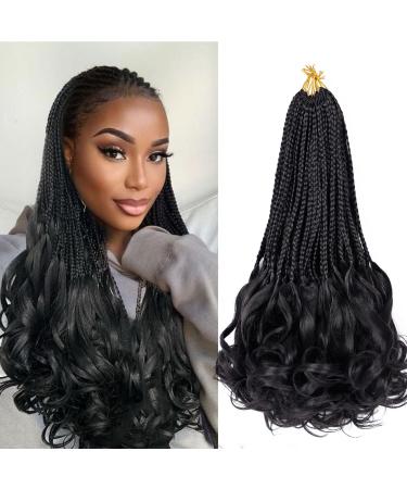 LIYATE French Curl Crochet Braids 12 Inch Crochet Hair for Women Goddess Box Braids Crochet Hair with Curly Ends Pre Looped French Curl Braiding Hair Extensions (Black 7 Packs) 12 Inch ( Pack of 7 ) 1B